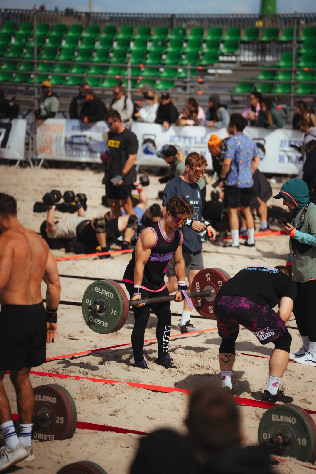 Sled push at Battle The Beach